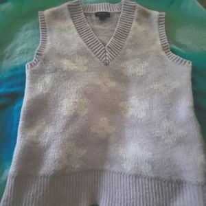 Lavender Sweater Vest with White Flowers...(S) ..Wild Fable